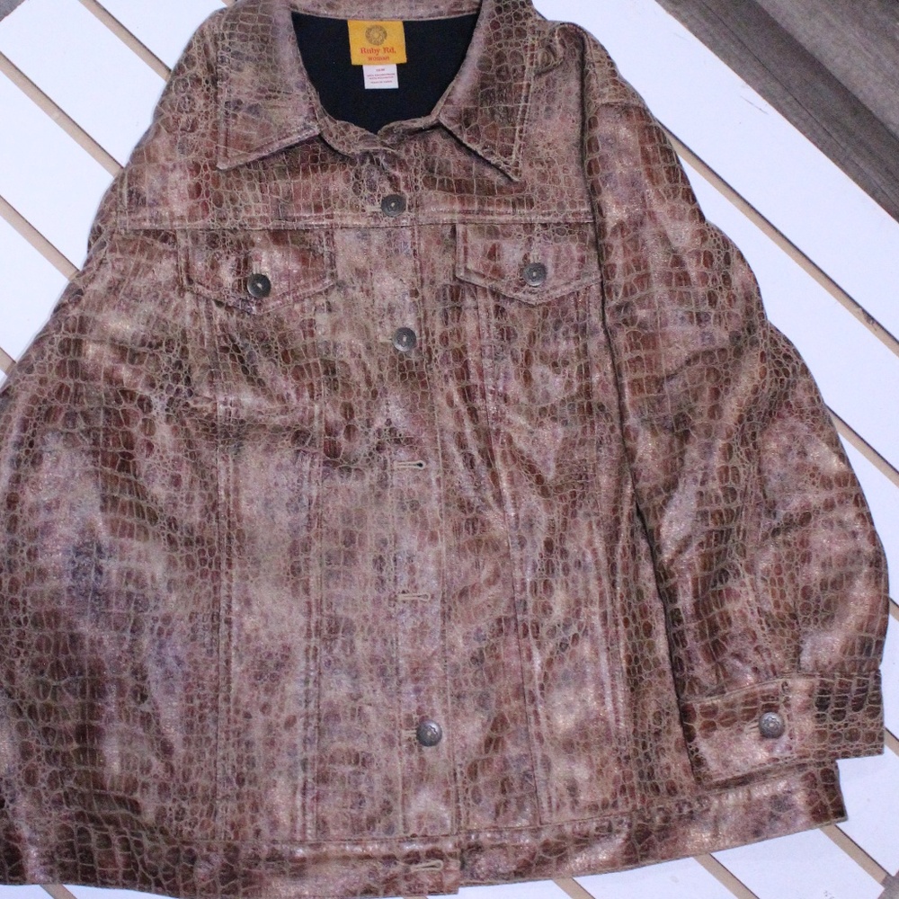 Ruby Rd Jacket Tan Snake Skin